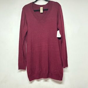 Faded Glory Elegant Maroon V-Neck Sweater XXL